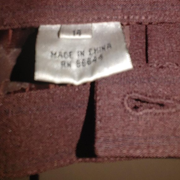 Womens, Burgundy Dress Pants size 14 100% Polyester pinstriping, pockets - Picture 5 of 5